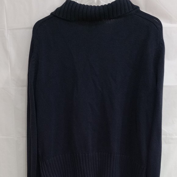Cardigan Knitted Navy Blue 45 % Cotton & 55 Acrylic Woman' 1X Front Zipper. - Picture 4 of 7